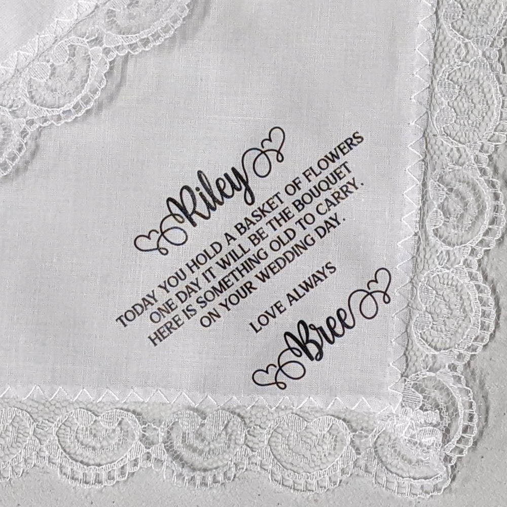 Handkerchief Ladies - Floral with Lace Border