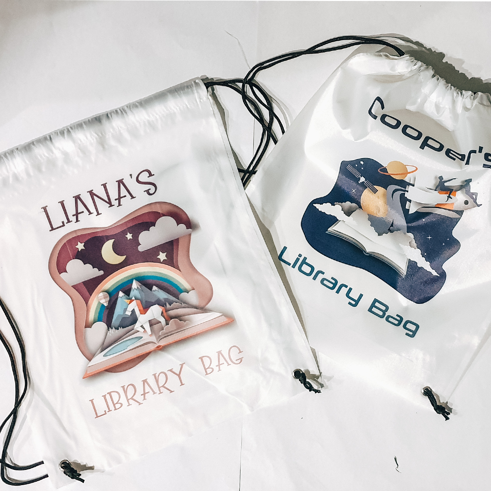 Drawstring library bag best sale