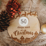 Sleeps until Christmas Plaque - Santa Sleigh Design