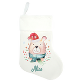 Traditional Christmas Stocking - Bear Design - Name On Bottom