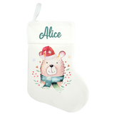 Traditional Christmas Stocking - Bear Design - Name On Top