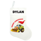 Traditional Christmas Stocking - Bulldozer Design - Name On Top