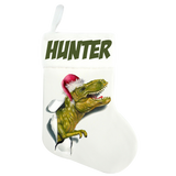 Traditional Christmas Stocking - Dinosaur Design - Name On Top