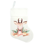 Traditional Christmas Stocking - Reindeer Design - Name On Bottom