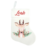 Traditional Christmas Stocking - Reindeer Design - Name On Top