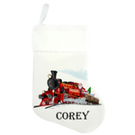 Traditional Christmas Stocking - Train Design - Name On Bottom