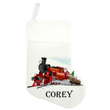 Traditional Christmas Stocking - Train Design - Name On Bottom