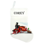 Traditional Christmas Stocking - Train Design - Name On Top