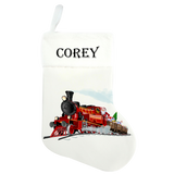 Traditional Christmas Stocking - Train Design - Name On Top