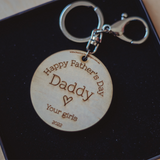 Fathers Day, Happy Father's Day, Keyring, Photo Keyring, Personalised Keyring, Engraved Keyring, Gifts For Him, Photo Gift, Personalised Present, Engraving, Timber Photo, Bag Tag