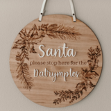 Santa Please Stop Here Sign - Wreath Design