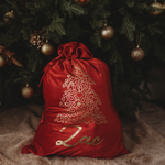 Christmas Velvet Santa Sack with Filigree Design and Name